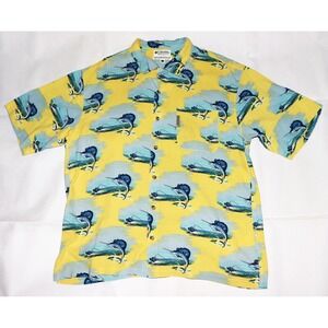 Columbia Men's Short Sleeve Button Front Silk Shirt Size Large‎